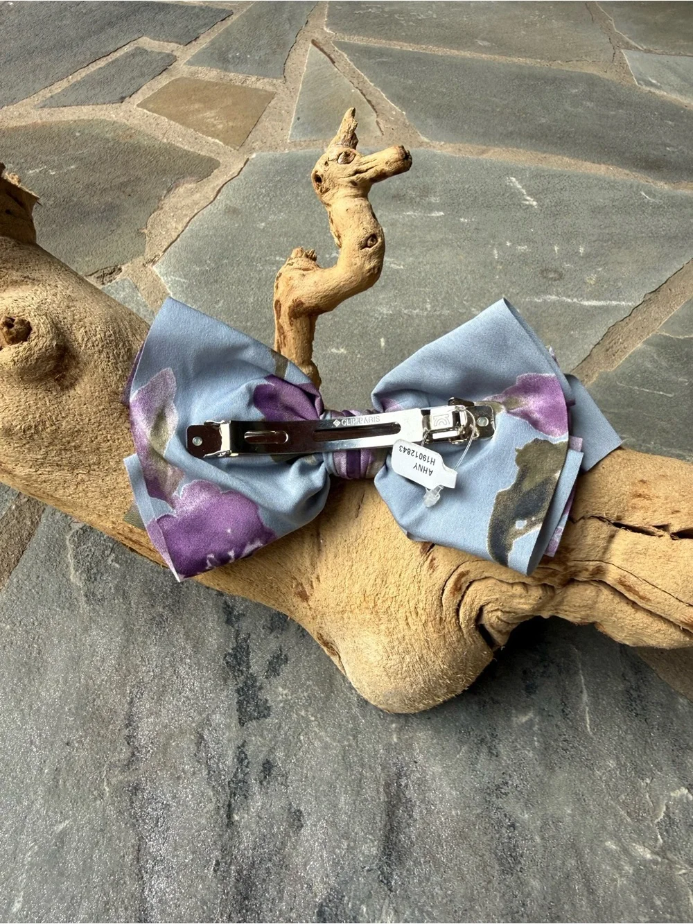 New🌟Anthropologie-Satin Floral Bow Hair Clip - Light Blue & Purple